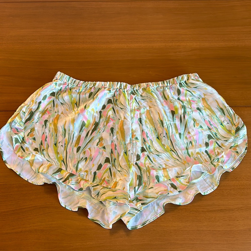 Anthropologie Ruffle Silk Lounge Shorts
